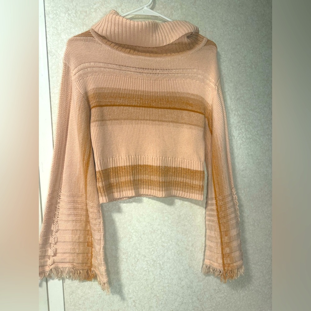 Free People Close To Me Flare Sleeves Pullover XS Hippie Boho Retro Pink Stripes